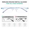 Eyekepper 3-Pack Round Rimless Metal Reading Glasses Women Men - Circle Frameless Readers (Blue/Red/Purple)+1.00 view 4