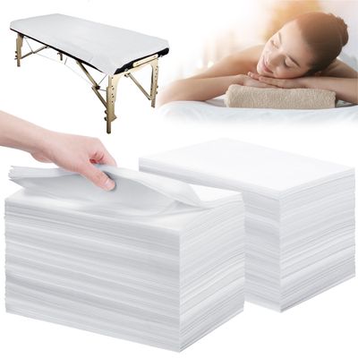200 Pcs Disposable Bed Sheets 31" x 71" Massage Table Sheets Non Woven Fabric SPA Bed Cover Breathable for Massage Beauty Tattoos (200 Pcs White-2)