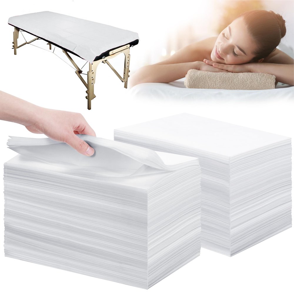 200 Pcs Disposable Bed Sheets 31" x 71" Massage Table Sheets Non Woven Fabric SPA Bed Cover Breathable for Massage Beauty Tattoos (200 Pcs White-2)