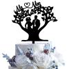 Romantic Mr & Mrs Wedding Cake Topper Bride and Groom Under the Tree Cake Topper Funny Love Cake Topper For Bridal Shower Wdding Engagement Anniversary Party Decorations view 1