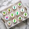 PRECUT Kawaii Cactus Edible Cupcake Toppers - Cute Kawaii Cactus Theme - wafer card disc cake decorations (Pack of 12) view 2