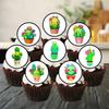PRECUT Kawaii Cactus Edible Cupcake Toppers - Cute Kawaii Cactus Theme - wafer card disc cake decorations (Pack of 12) view 3