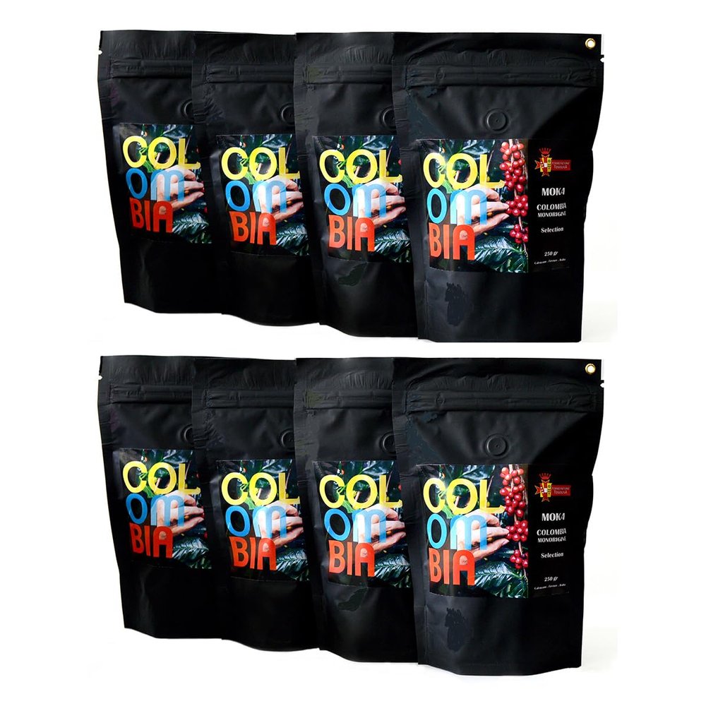 Colombia Selection single origin ground coffee for mocha, 100% arabica, friar's tunic roasting, bar blend, pack of 8 x 250 g