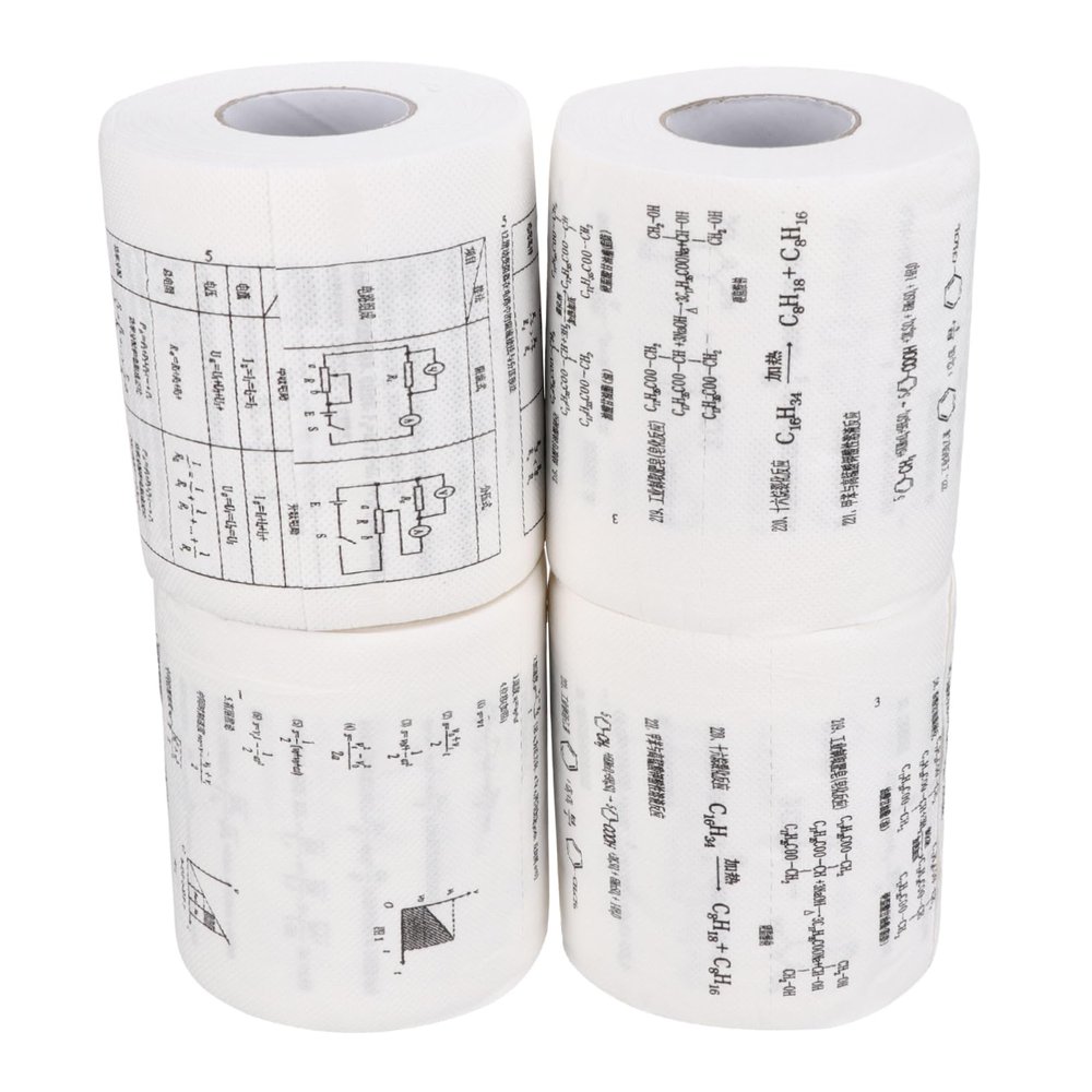 ifundom Chemical Physics Formula Toilet Paper 4 Rolls Funny Printing Tissue Creative Patterned Paper for School Decorative Home Supply White