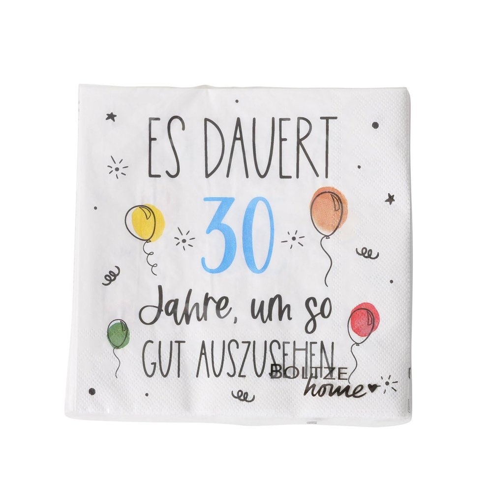 20 napkins for birthdays, 17 x 17 cm, 3-ply, paper (30)