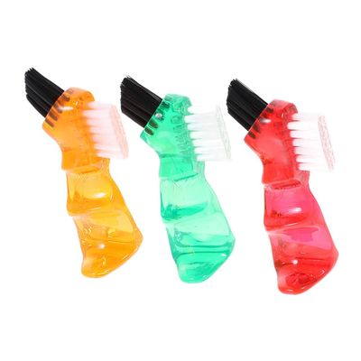 PLAFOPE Brush 3pcs Set Mini Portable Double-Sided Toothbrush for Cleaning Household Oral Care Red Orange