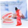 PLAFOPE Brush 3pcs Set Mini Portable Double-Sided Toothbrush for Cleaning Household Oral Care Red Orange view 3