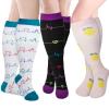 LEOSTEP 2XL-7XL Plus Size Compression Sock For Men and Women Wide Calf (3Pair) Non-Slip Long Tube Ideal for Running,Nursing,Circulation & Recovery Boost Stamina, Hiking Travel Socks 20-30 mmHg view 1