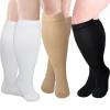 LEOSTEP 2XL-7XL Plus Size Compression Sock For Men and Women Wide Calf (3Pair) Non-Slip Long Tube Ideal for Running,Nursing,Circulation & Recovery Boost Stamina, Hiking Travel Socks 20-30 mmHg view 1
