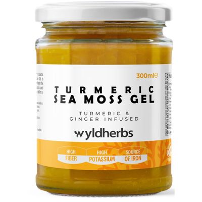 Wyld Herbs All-Natural Turmeric & Ginger Infused Sea Moss Gel | 100% Wildcrafted Sea Moss | Superfood Rich in Minerals, Proteins & Vitamins - Vegan & Gluten Free 300ML