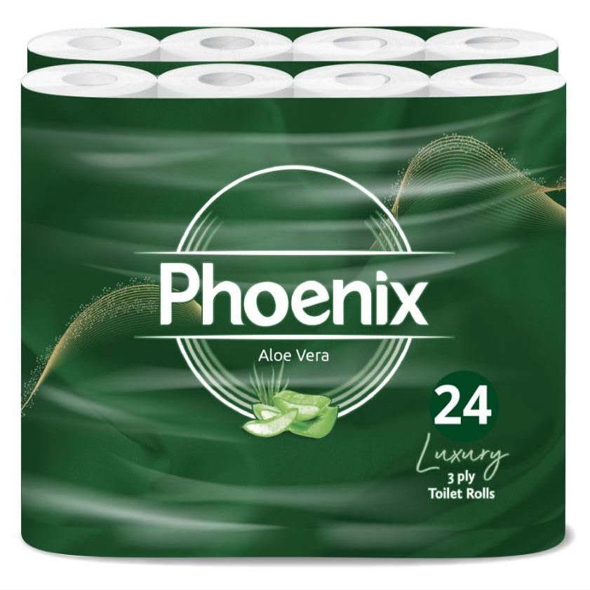 Phoenix Soft Aloe Vera Fragranced Luxury Toilet Rolls Bulk Buy - Quilted White 3 Ply Toilet Paper (24 Pack)
