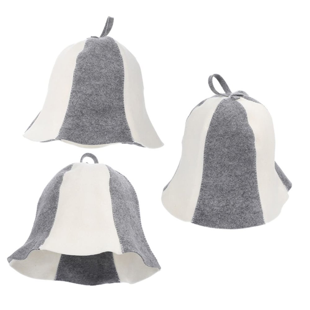 SOESFOUFU Men's Women's Felt Sauna Hat 3 Pack Bathing Sauna Caps Shower Felt Hat Unisex Spa Accessory Protects Head from Overheating