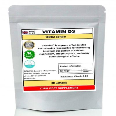 Vitamin D D3 1000IU Soft Gel Capsules (High Strength) (120)