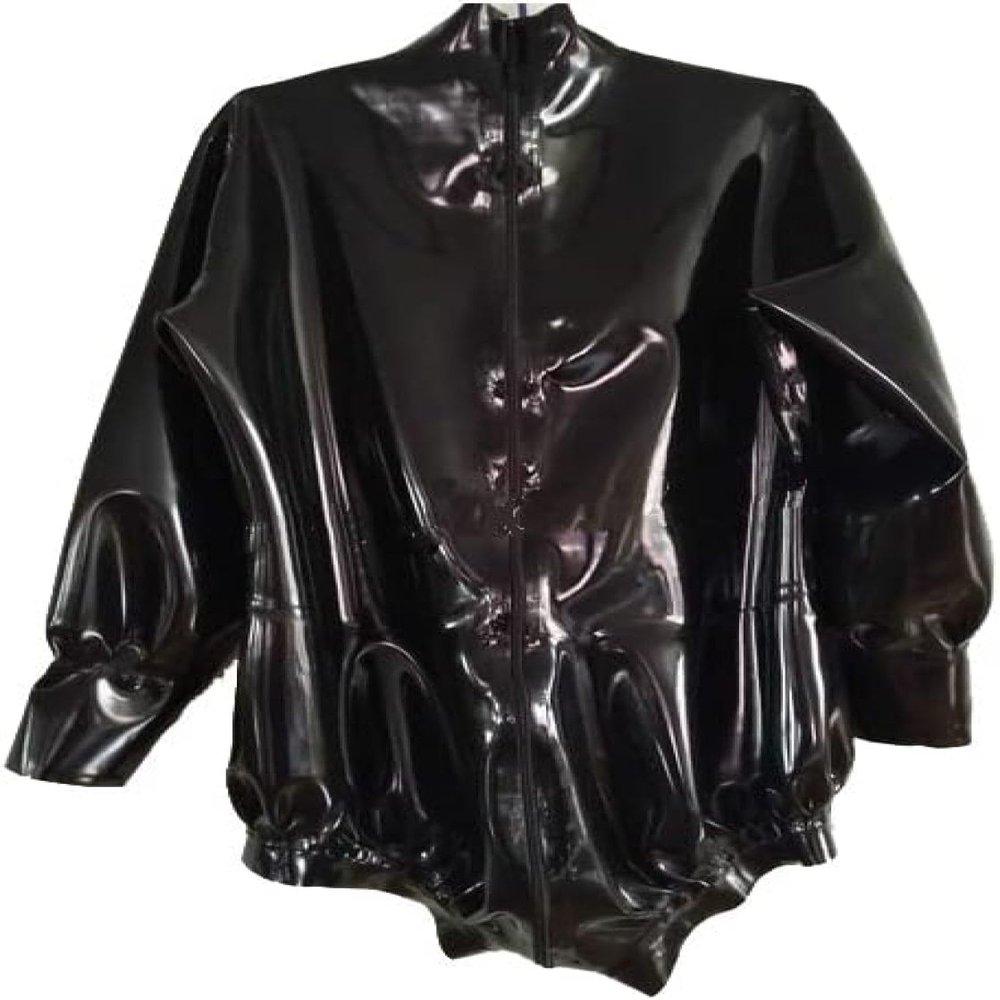ANTIY Latex Suit Rubber Women Swimsuit Black Catsuit Bodysuit,Black,Medium