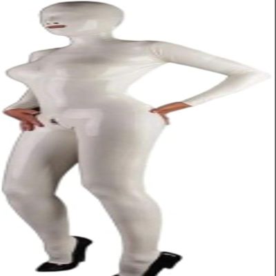 Full Body Latex Rubber White Catsuit Suit Hood Bodysuit Leotard,Custom Color,XX-Large
