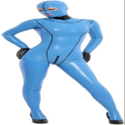 Latex Suit Rubber Full-Body Catsuit Suit Light Blue Hood Catsuit Leotard Custom Service,Custom Color,Custom Size