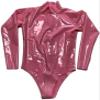 ANTIY Sexy Black Womens Long Sleeve Latex Swimwear Rubber Suit with Back Crotch Zipper,Pink,X-Large view 1