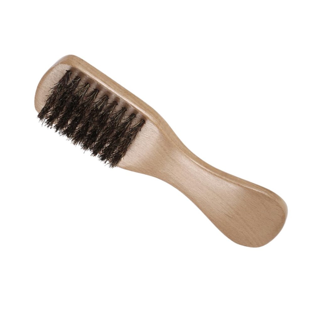 FOMIYES Wooden Handle Beard Brush Natural Boar Bristle for Men Beard Care Accessory for Facial Hair Cleaning and Grooming Khaki Beech Wood Handle Suitable for Daily