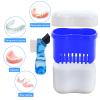 Retainer Bath Box Denture Cleaning Bath Case with Brush, Denture Cup Storage Bath Box Case Retainer Cleaning Container Mouthguard Soaking Holder - Dark Blue view 4