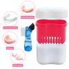 Denture Box Case with Flushable Basket, Dental Retainer Cleaning Case False Teeth Container Box Mouth Guard Holder Case with Brush for Travel and Daily Use - Pink view 4