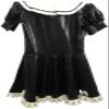 ANTIY Sexy Black Short Sleeve Latex Fetish Maid Dress Ruffles with Bow,Black-White,Small view 2
