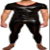 Sexy Black Short Sleeve Men's Neck Entry Latex Rubber Round Collar Customize,Dark Blue,X-Small view 1