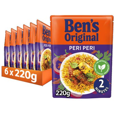BEN'S ORIGINAL Peri Peri Microwave Rice, Bulk Multipack 6 x 220g pouches