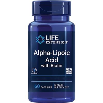 Life Extension, Alpha Lipoic Acid with Biotin, High Dose, 60 Capsules, Lab-Tested, Gluten Free, Vegetarian, Soy Free, GMO Free
