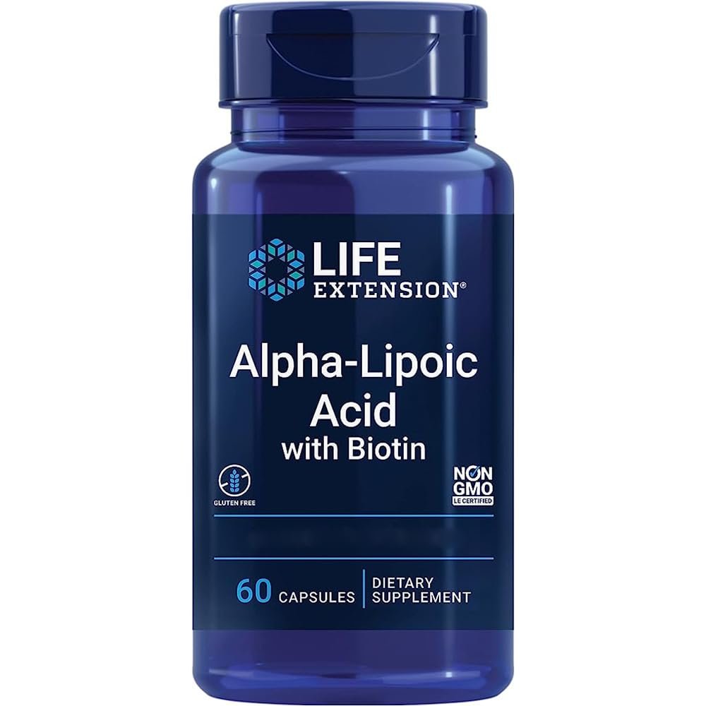 Life Extension, Alpha Lipoic Acid with Biotin, High Dose, 60 Capsules, Lab-Tested, Gluten Free, Vegetarian, Soy Free, GMO Free