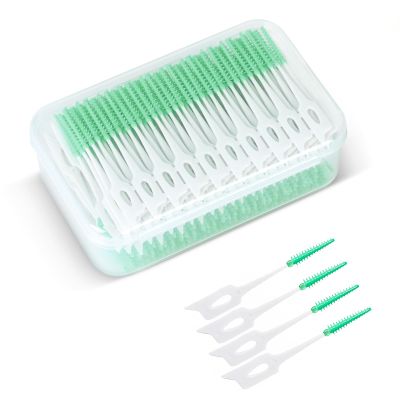 Dual Use Interdental Brushes, 200pcs Wisdom Interdental Brushes with Case, Dental Floss Braces for Oral Cleaning, Toothpick Cleaning Tool (Green)