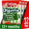 Organix Strawberry & Apple Puffcorn, Organic Toddler Snack, Finger Food, 12+ Months, Multipack, 4 x 10 g Bags Per Pack (3 Packs Total) view 1