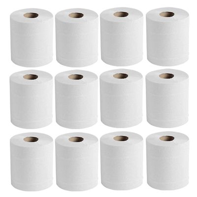 Pack of 12-2 Ply Sheet Embossed Centre Feed Hand Kitchen Towel Tissue Rolls Multipurpose Wiping Tissues Strong Absorbent Home Office Restaurants Kitchen Cleaning (200 Sheets)