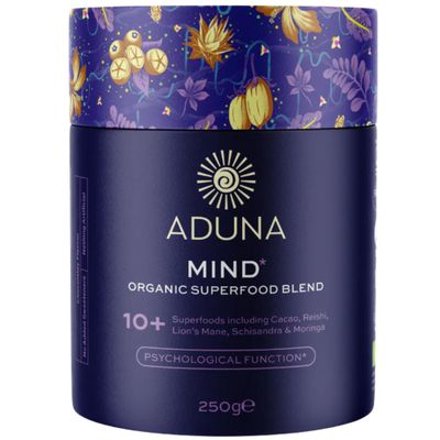 Aduna Organic Mind Superfood Blend | 100% Natural Stir-in Blend With 10+ Superfoods for Focus, Calm & Mental Clarity | Vegan Powder for Oats, Yoghurt, Shakes, Smoothies, Drinks & Baking | 250g