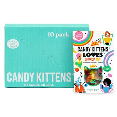 Candy Kittens Vegan Sweets LOVES  Plant-Based Vegan Treats with Fruity Flavours, No Nasties, Made with Real Fruit Juice  Ideal Snacks for Sweet Hampers & Pick and Mix  140g, Pack of 10