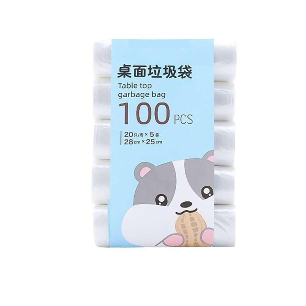 ERICAT 5Roll 100Pcs Mini Garbage Bag Household Thickened Small Desktop Garbage Can Garbage Bags Disposable Trash Bags Kitchen Tools