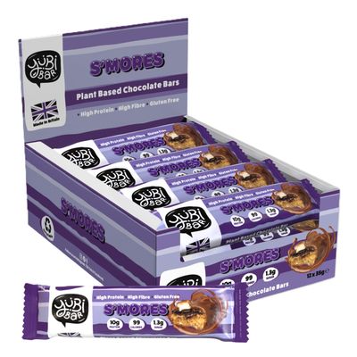 Yubi S'Mores - 12 Pack - Protein Bars - 99 Calories, High Protein, High Fibre, Low Sugar, Gluten Free and Dairy Free - Healthy Snacks/Nutrition Bar - Chocolate Bars - 420g