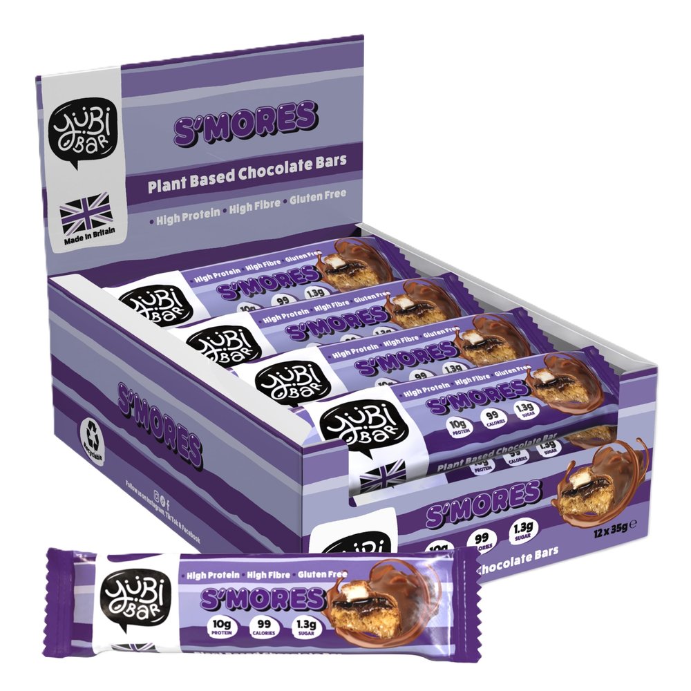 Yubi S'Mores - 12 Pack - Protein Bars - 99 Calories, High Protein, High Fibre, Low Sugar, Gluten Free and Dairy Free - Healthy Snacks/Nutrition Bar - Chocolate Bars - 420g