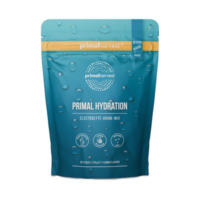 Primal Hydration by Primal Harvest - Electrolyte isotonic Drink Mix, in on-The-go sachets with Magnesium, Potassium and Vitamin C, for Men and Women, 30 Servings