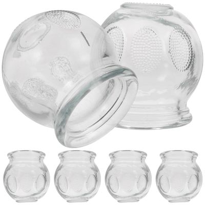 PLAFOPE Cupping Therapy Set 6 Pcs Glass Massage Cups for Back and Body Suction Manual Fire Cupping Device for Blood Flow and Muscle Relaxation