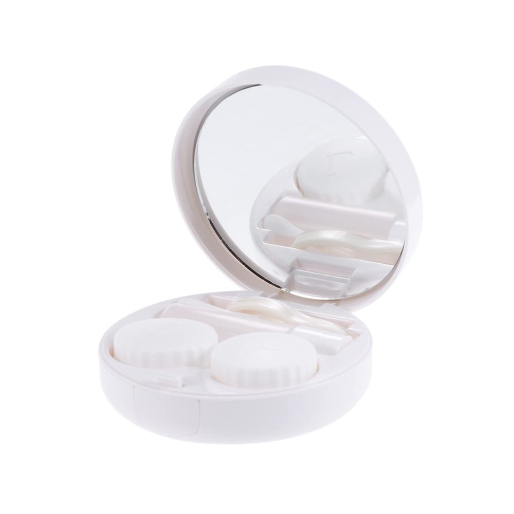 LALAFINA Marble Pattern Case Holder with Lid Portable Lens Container for Travel and Home Use in White