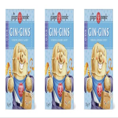 Happy Bees Bundle The Ginger People Gin Gins Chewy Strong Caramel Ginger Sweets 31g (3 Pack)