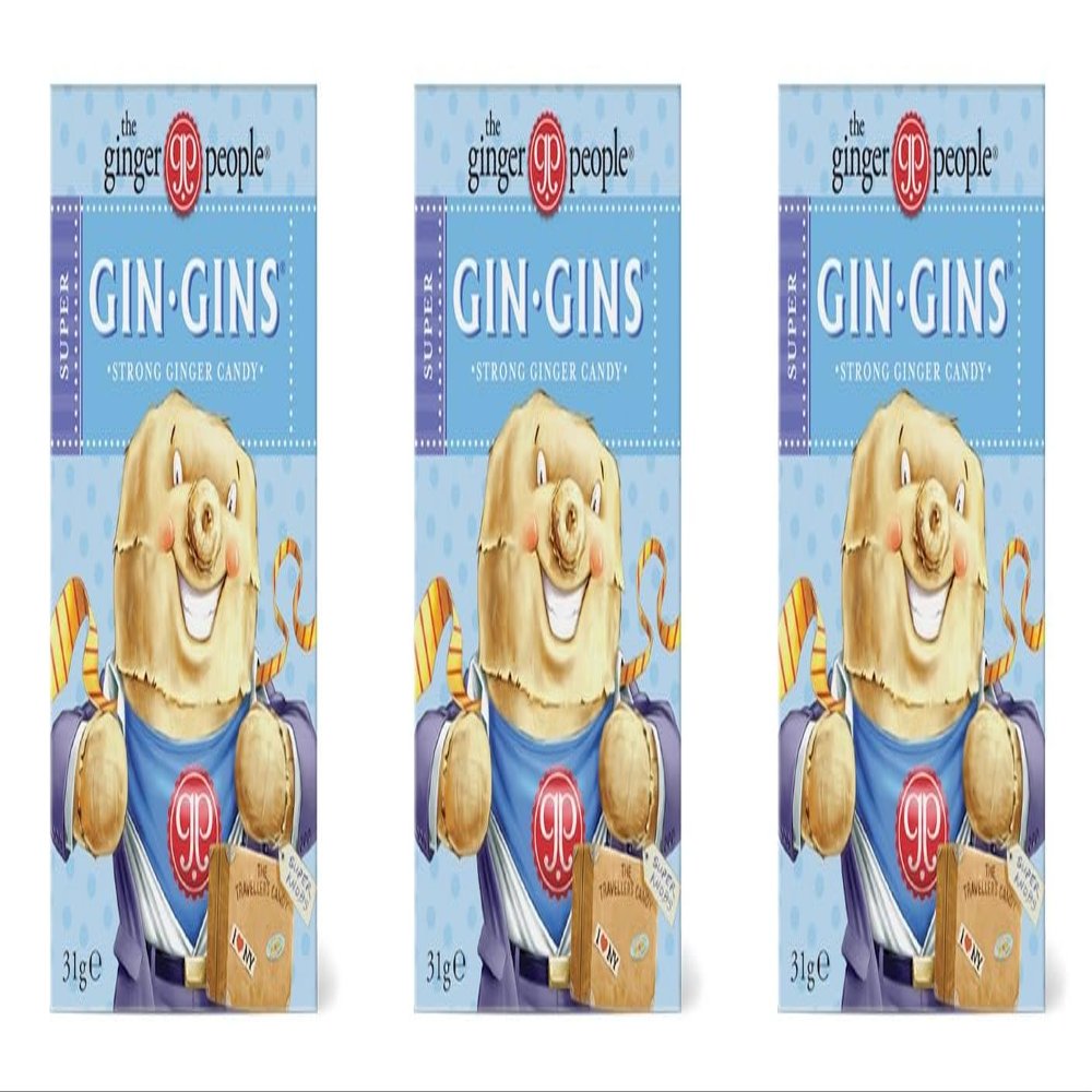 Happy Bees Bundle The Ginger People Gin Gins Chewy Strong Caramel Ginger Sweets 31g (3 Pack)