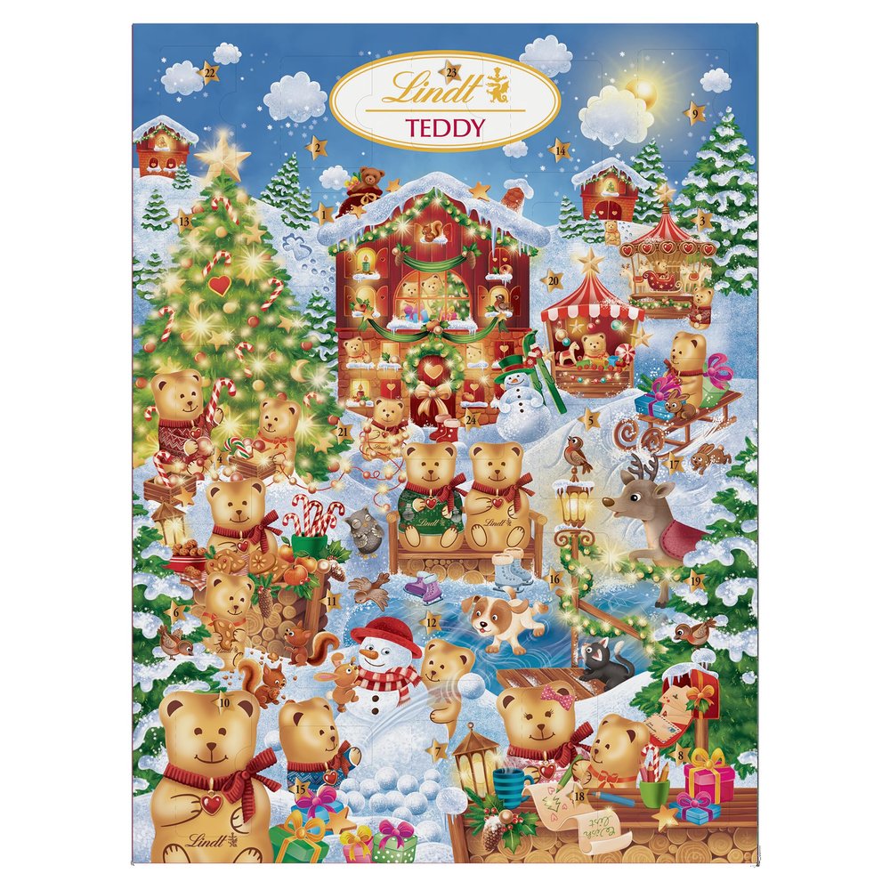 Lindt Teddy Winter Wonderland Advent Calendar 2025 Medium 170g 24 Milk & White Chocolates Gift for Him & Her