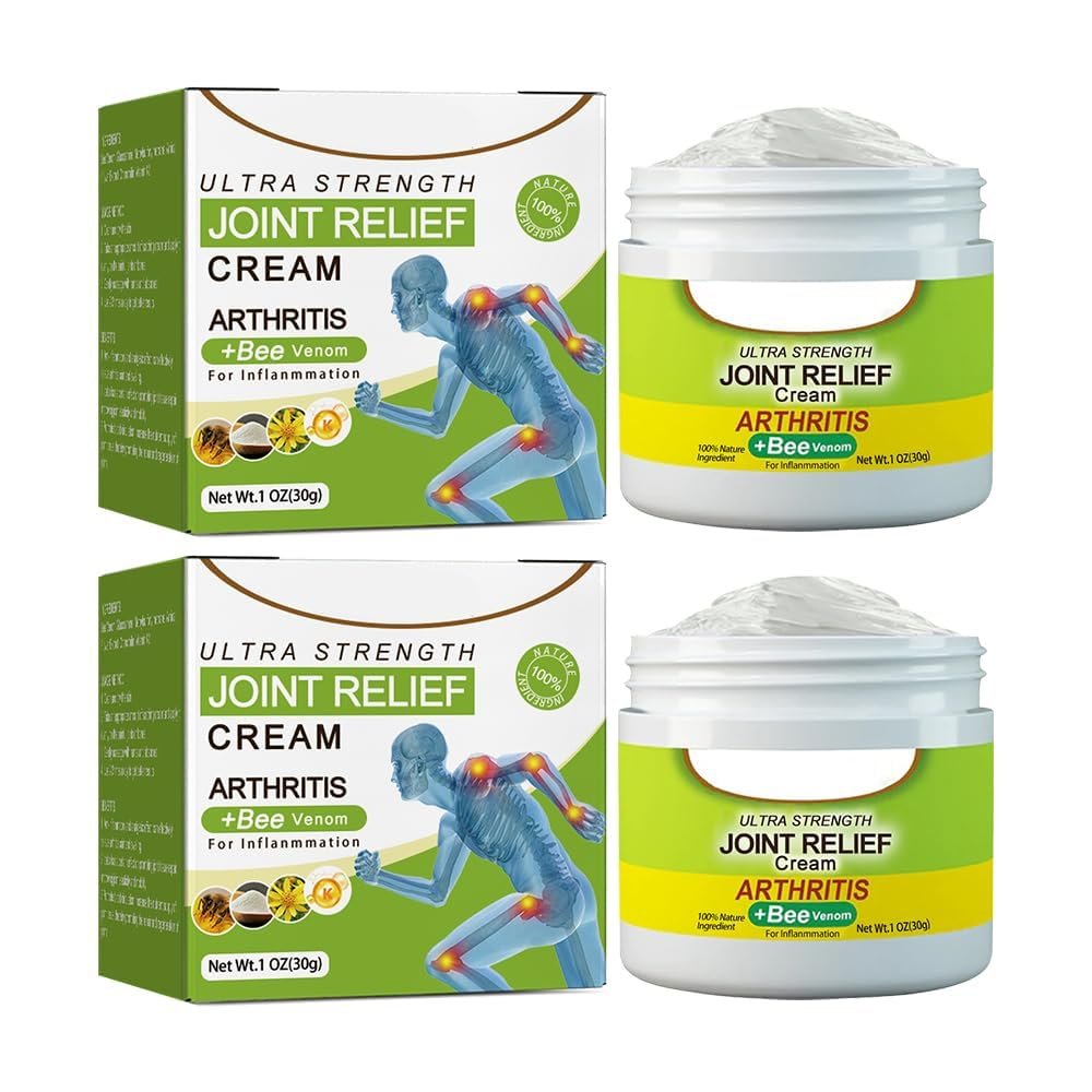 2 Pcs Beevana Bee Venom Joint and Bone Therapy Cream, Beevana Ultra Strength Pain Relief Cream, Soother Comfy Muscles, Provides for Back, Neck, Hands, Feet