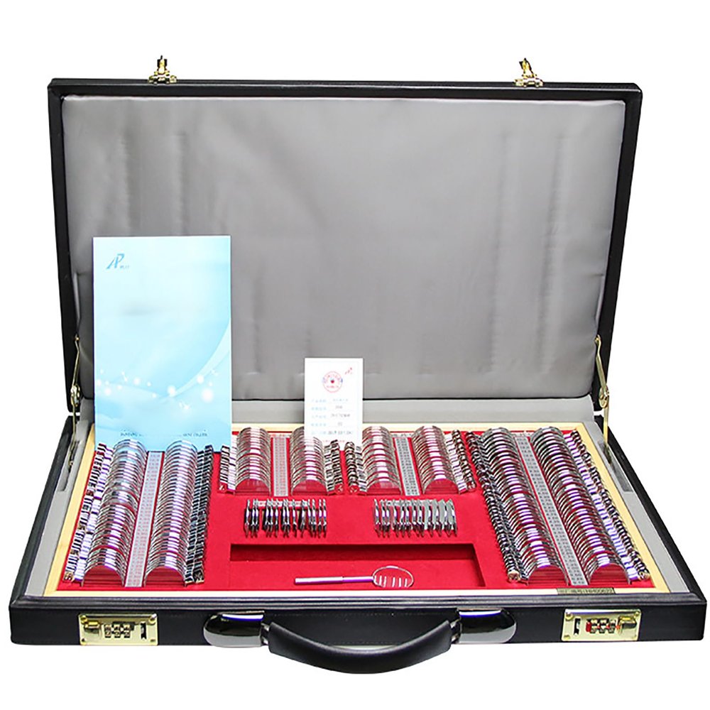 266 Trial Lens Set Optical Kit,Metal Optical Trial Lens Set,Optometry Lens,Light Transmission 36mm Diameter,With Wooden Storage Box,for Visual Inspection In Optical Shops, Hospitals,Ophthalmology