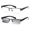 ZIZO EYEWEAR 2 Pack Men' Semi-Rimless Reading Glasses Light Tinted Lens &Clear Lens Reading Sunglasses/Spring Hinge R401 (Gun Metal & GunMetalTintedGrey, +3.25 Magnification) view 1