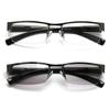 ZIZO EYEWEAR 2 Pack Men' Semi-Rimless Reading Glasses Light Tinted Lens &Clear Lens Reading Sunglasses/Spring Hinge R401 (Gun Metal & GunMetalTintedGrey, +3.25 Magnification) view 3