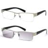 ZIZO EYEWEAR 2 Pack Men' Semi-Rimless Reading Glasses Light Tinted Lens &Clear Lens Reading Sunglasses/Spring Hinge R401 (Silver & SilverTintedGrey, +3.50 Magnification) view 1