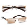 ZIZO EYEWEAR 2 Pack Men' Semi-Rimless Reading Glasses Light Tinted Lens &Clear Lens Reading Sunglasses/Spring Hinge R401 (Gold & GoldTintedBrown, +0.75 Magnification) view 3