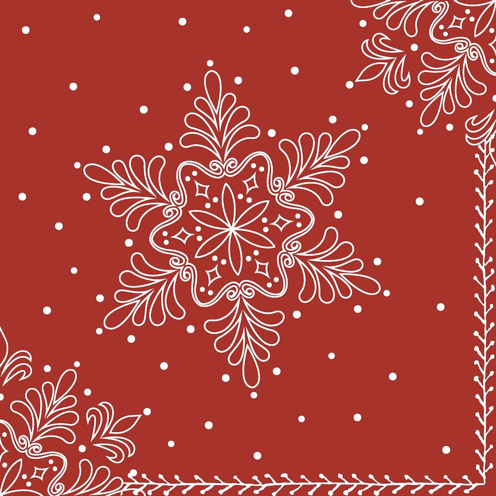 16 Napkins Embossed Christmas White Snow Crystal on Red as Table Decoration Paper Napkins with Motif Also for Decoupage and Decoupage 33 x 33 cm